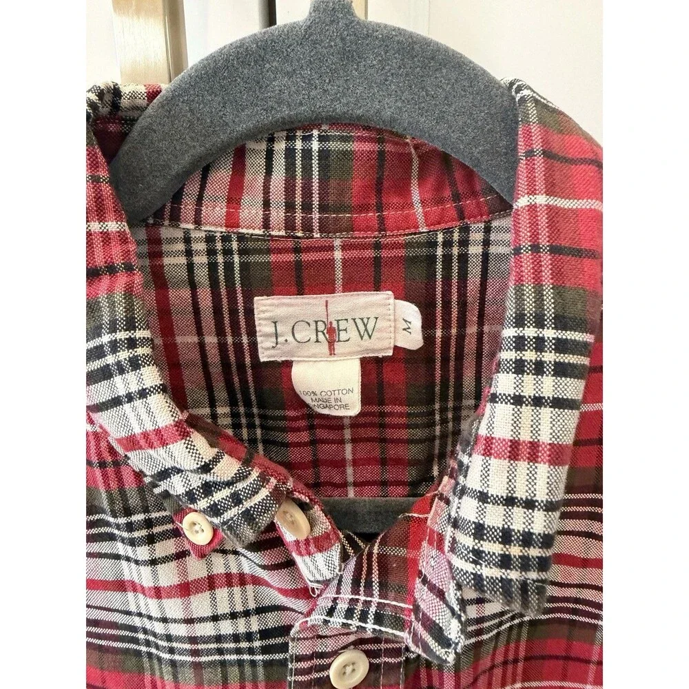 Vintage J Crew Oarsman Shirt Mens Plaid Button Down Cotton Medium Perfect Y2K